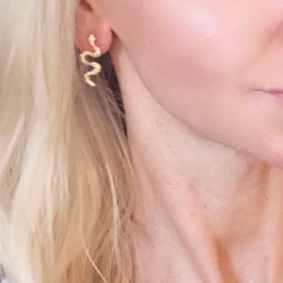 Last! gold snake charmer stud earrings hoop - Picture 3 of 5